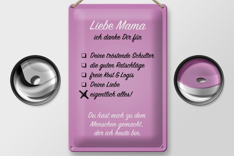 Blechschild Spruch 20x30cm Liebe Mama ich danke Schild