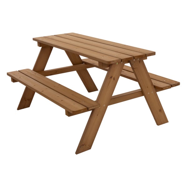 ML-Design Kindersitzgarnitur für Draußen, Braun, Sitzgruppe Outdoor 2 Bänke mit Tisch, Garten Kindersitzgruppe mit 4 Plätzen, Sitzgarnitur für Kinder Massivholz, Picknicktisch Kinder, Spielsitzgruppe