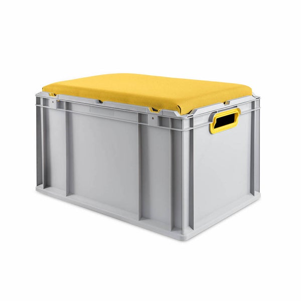 PROREGAL Eurobox NextGen Seat Box Gelb HxBxT 36,5 x 40 x 60 cm 65 Liter Griffe Offen Eurobehälter Sitzbox Transportbox Transportbehälter Stapelbehälter