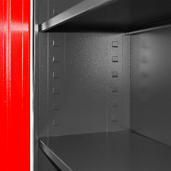 PROREGAL Stahlschrank Owl mit 4 Fachboden HxBxT 192 x 78 x 58 cm Anthrazitgrau Rot