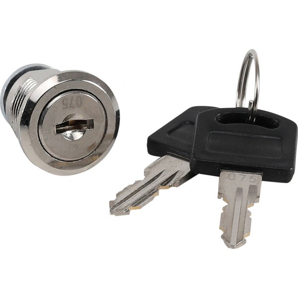 Zylinderschloss aus Metall mit zwei Schlüsseln für Briefkästen, Schränke oder Möbel.