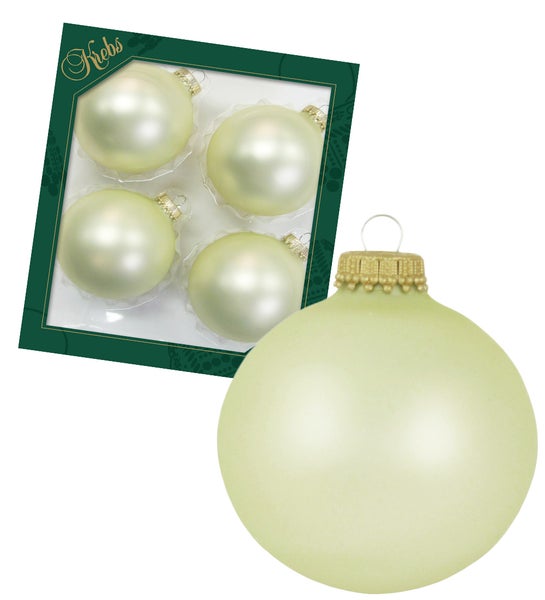 Satin-Elfenbein 8cm Glaskugeln uni (4), 4 Stck., Weihnachtsbaumkugeln, Christbaumschmuck, Weihnachtsbaumanhänger