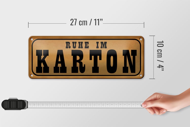 Blechschild Spruch 27x10cm Ruhe im Karton Dekoration