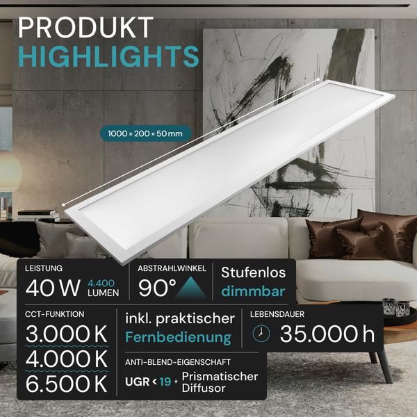 LED Panel Leuchte mit den Produkt Highlights im Überblick.