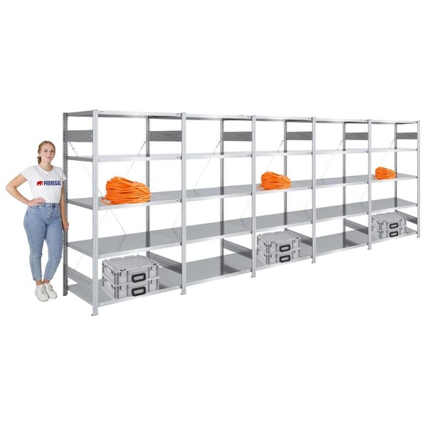PROREGAL Schwerlastregal Silver Mamba Made In Germany  HxBxT 200 x 500 x 60 cm 5 Ebenen Je 150 kg Fachlast  Verzinkt
