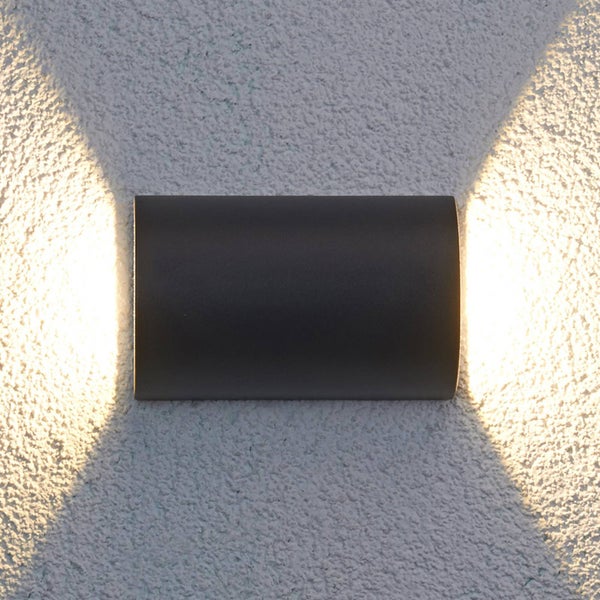 Lucande LED Wandleuchte außen Jale (spritzwassergeschützt (Modern) in Schwarz aus Aluminium (2 flammig, ) - Außenwandleuchten Wandlampe Led Außenlampe Outdoor für Außenwand/Hauswand