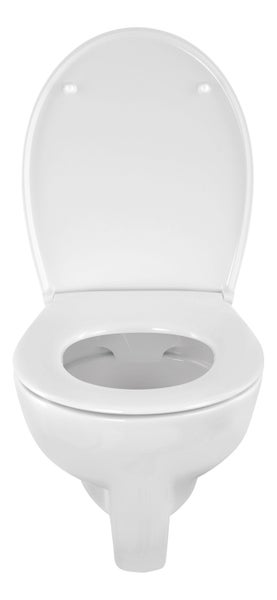Wand-Tiefspül-WC aus Keramik mit offenem Spülrand und WC-Sitz