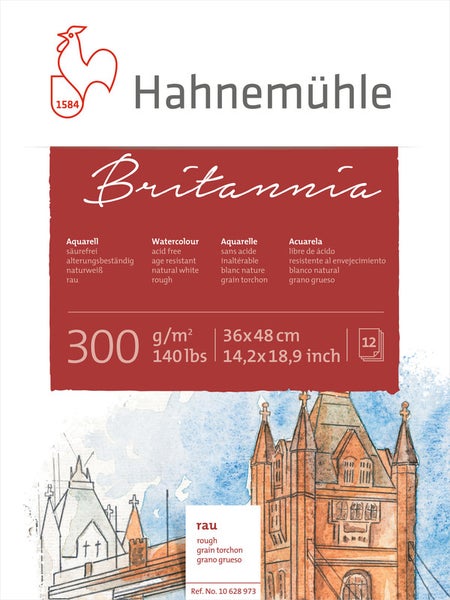 Hahnemühle Britannia Aquarellpapier, 300 g/qm, 36 x 48 cm, rau