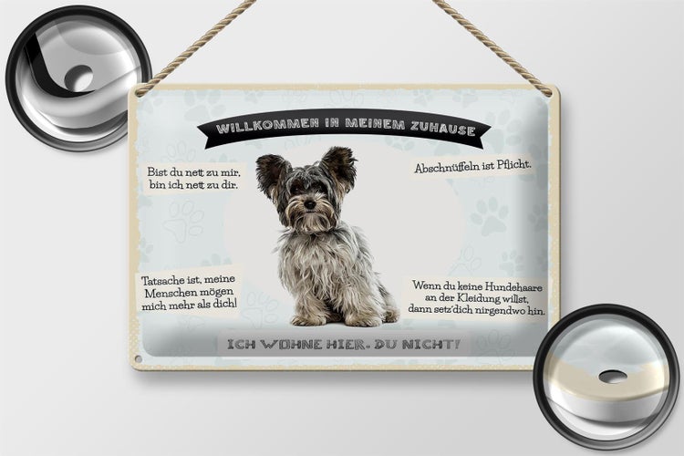 Blechschild Spruch 30x20cm Tiere Yorkshire Terriere willkommen