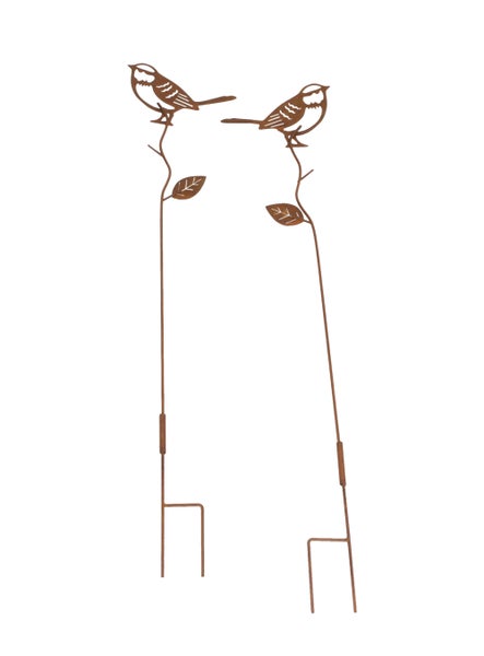 FRANK FLECHTWAREN|Gartenstecker Vogelfreunde, 2er Set, H: 75 cm, METALL