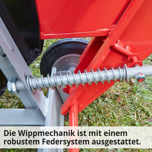 Detailansicht der Wippmechanik mit robustem Federsystem.