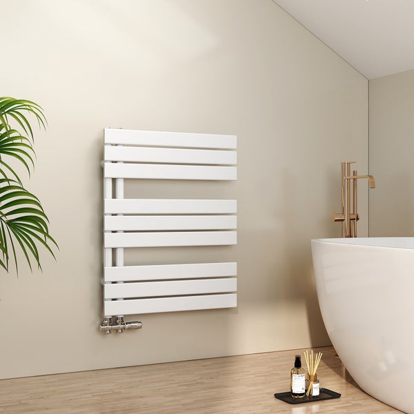 EMKE Badheizkörper Flach Design Heizkörper 762x600 mm, Handtuchtrockner und Handtuchwärmer für Badezimmer, mit Seitenanschluss, für Warmwasser/Zentralheizung, Weiß, 479 W