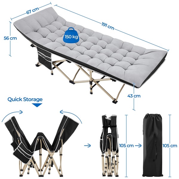 Campingliege mit den Maßen 191 x 67 x 43 cm, Traglast 150 kg und Schnellverpackung