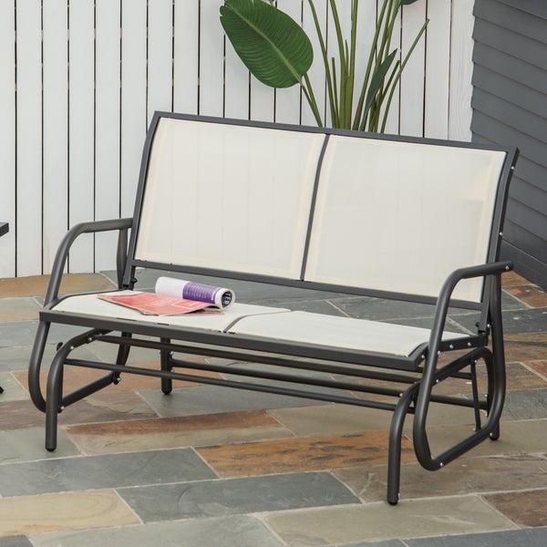 Outsunny Schaukelstuhl, 120L x 70B x 85H cm, Metall, Texteline-Gewebe, beige