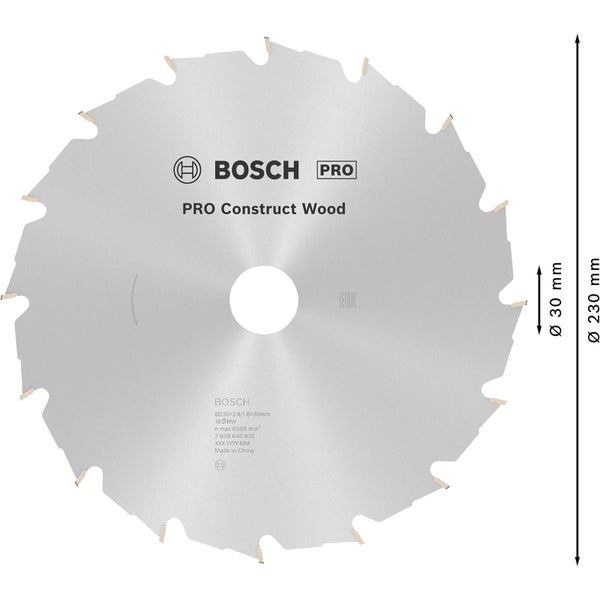 Bosch PRO Construct Wood Kreissägeblatt 230 x 2,8 x 30 mm - 2608640635