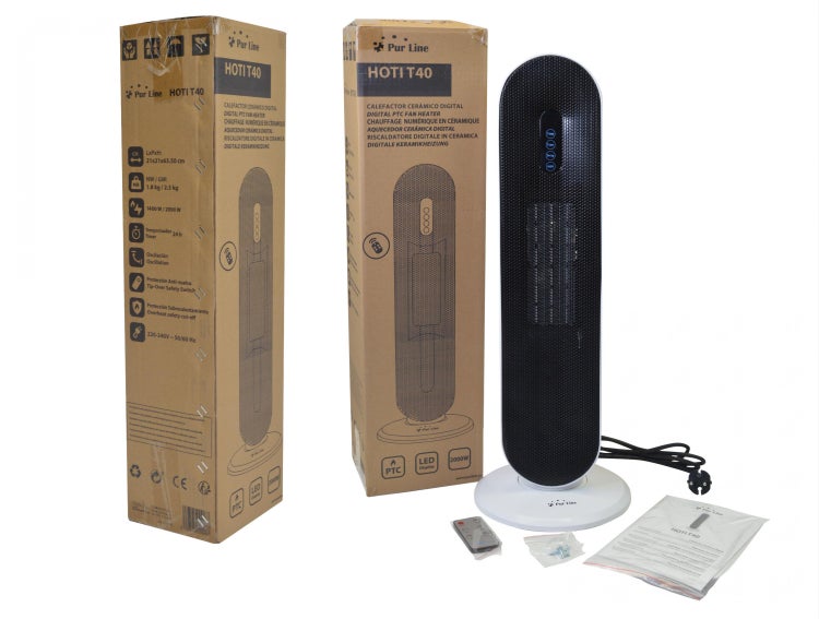 Pur Line Heizlüfter HOTI T40 mit Verpackung, Fernbedienung und Zubehör