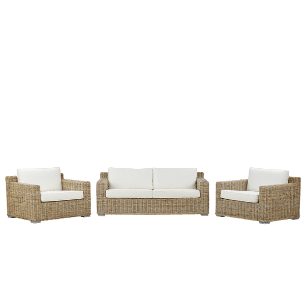 Gartensofa Set 4-Sitzer ARDEA Rattan Hellbraun