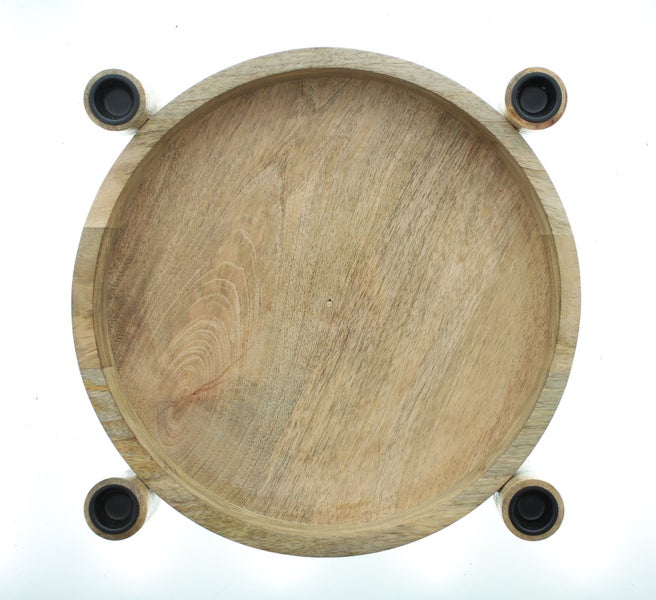 FRANK FLECHTWAREN | Tablett Kerzenhalter, HOLZ, D:35cm
