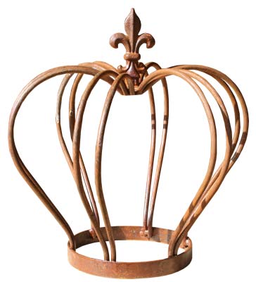Dekorative Gartenkrone aus Metall mit Lilienornament als Vintage Gartendekoration
