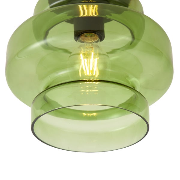 Moderne Hängeleuchte mit einem Lampenschirm aus Glas in abgestufter Form inklusive LED Leuchtmittel