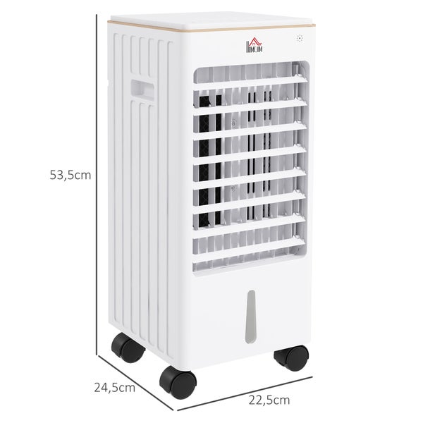 HOMCOM Mobiler Klimaanlage 3 in 1 Luftkühler mit 3 Stufen, 60° Oszillation und 3L Wassertank, Leise Luftbefeuchter mit Timerfunktion, Fernbedienung für Schlafzimmer, Büro