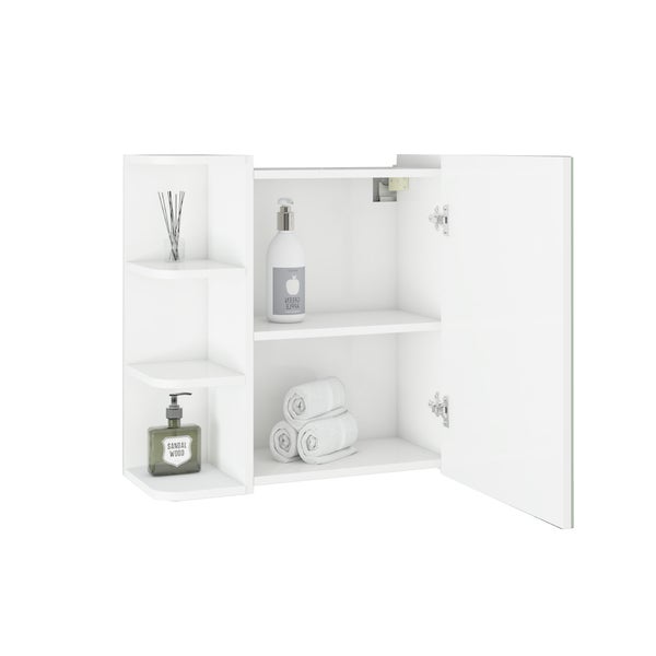 ML-Design Badmöbel-Set 2-teilig, Badezimmermöbel Set Badezimmerset Badmöbel Set, Waschtisch mit Unterschrank Spiegelschrank Hängeschrank Badezimmerschrank Badschrank, Stil Modern, Weiß, Holz, Stauraum