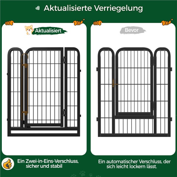 Vergleich eines aktualisierten und eines alten Tierzaunverschlusses