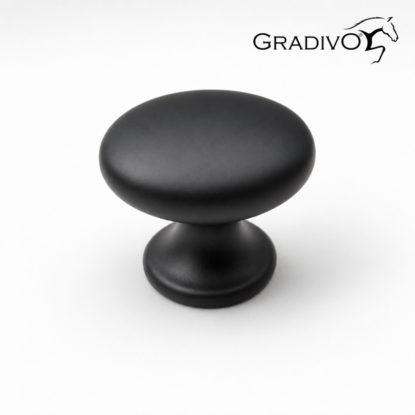 Möbelknopf rund schwarz matt, Gradivo Logo.
