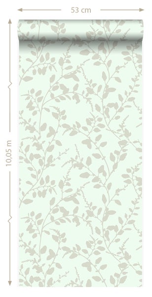 Tapetenrolle mit Blätterdesign, 53 cm breit und 10,05 m lang