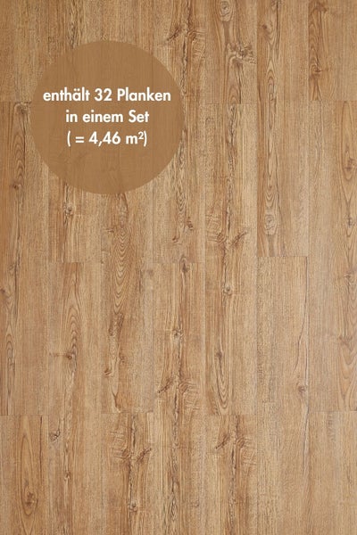 Bodenbelag in Holzoptik, Set enthält 32 Planken für eine Fläche von 4,46 Quadratmetern.