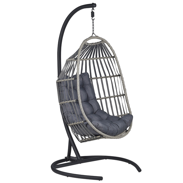 Hängesessel mit Gestell SESIA Polyrattan Dunkelgrau