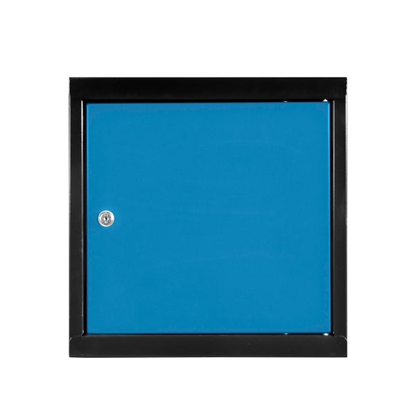PROREGAL Schließfachwürfel Blocky mit Zylinderschloss + 2 Schlüssel | HxBxT 40x40x40cm | Anthrazit/Lichtblau | Tresor, Schließfach