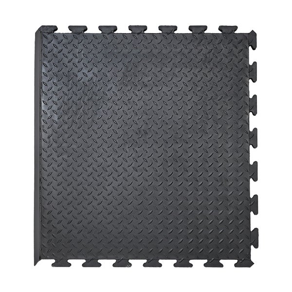 PROREGAL Anti-Ermüdungs-Gummifliese Kantenstück | BxL 80x70cm | Stärke 1,2cm | Schwarz | Anti-Rutsch, Matte, Bodenschutz