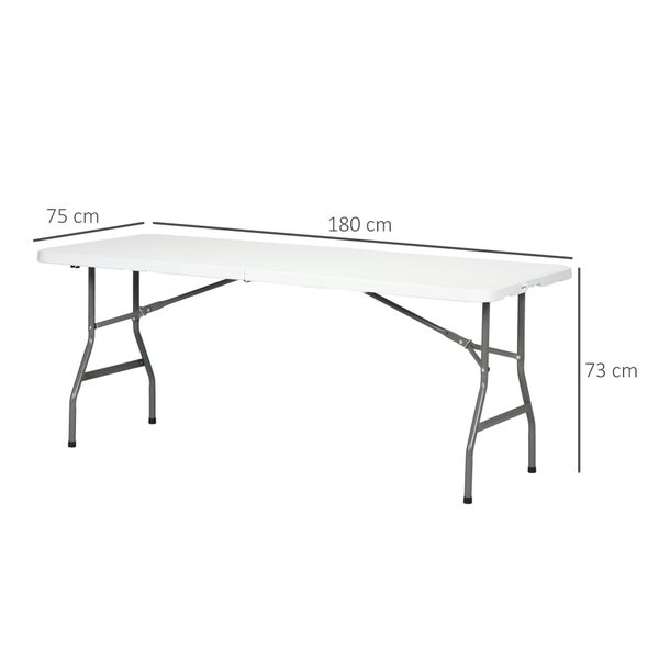 Outsunny Beistelltisch, 180L x 75B x 73H cm, HDPE, weiß