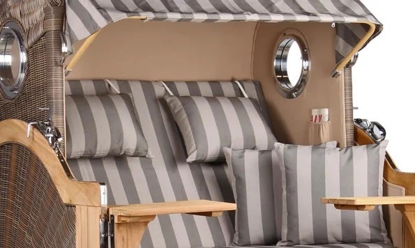 Strandkorb Rantum Grande Teak PE grey Dessin 537
