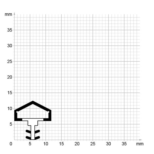 Technische Zeichnung eines Dichtungsprofils mit Millimeter-Raster