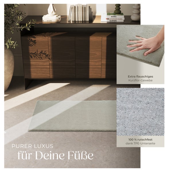 Kurzflorteppich tectake rutschfeste Unterseite verschiedene Größen und Farben 60 x 110 cm