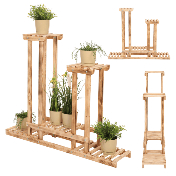 Blumenständer FLORANGE HxBxT 116x95x25cm 5 Ablagen Kieferholz Geflammt