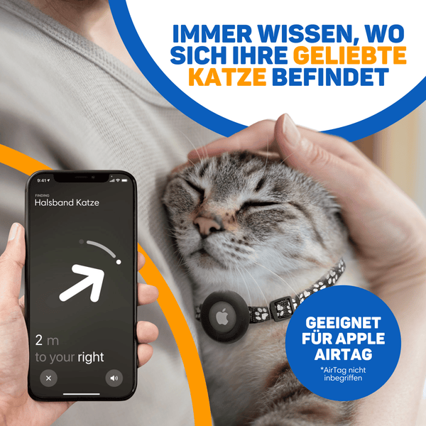Vulpes Goods Katze Halsband - Apple Airtag Halsband für Katze - Kratzerfest und wasserdicht - 22-34.2 CM - Einheitsgröße