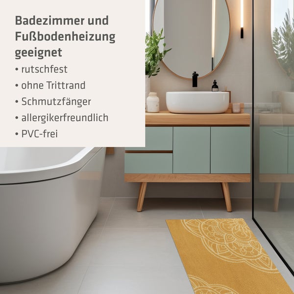 Akzente Feel Badematte mit Motiv in Gelb Fußmatte 70 x 100 cm, rutschfest, saugfähig