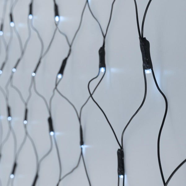 ECD Germany LED Lichternetz mit 320 Kaltweiße LEDs, 3x1,5 m, Weihnachten LED Lichtervorhang Lichterkette Weihnachtsbeleuchtung Lichterkettenvorhang, für den Innen- und Außenbereich, IP44 Wasserdicht
