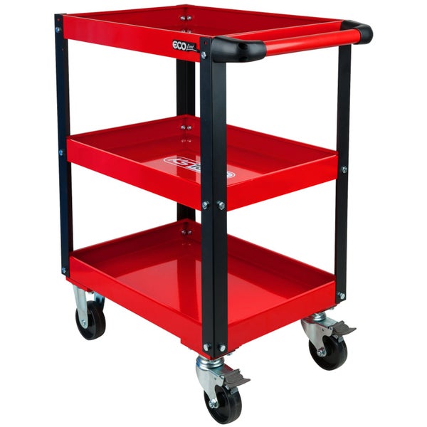 Werkstattwagen mit drei Ablageflächen und Rollen