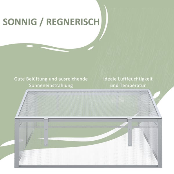 Outsunny Mini Gewächshaus für Garten, Balkon, 100 x 100 x 48 cm, Aluminiumlegierung, Polycarbonate, Silber