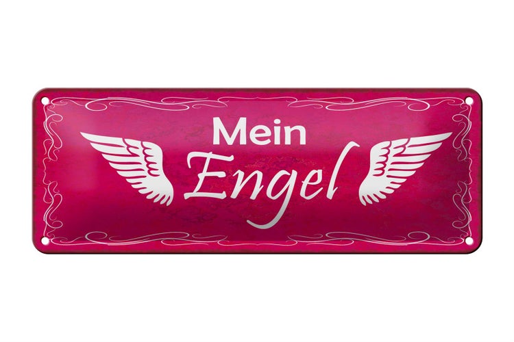 Blechschild Spruch 27x10cm Mein Engel Flügel Dekoration