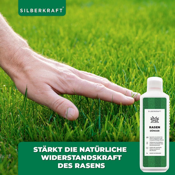 SILBERKRAFT Rasen Dünger – NPK Flüssigdünger für dichten Rasen – 1 Liter