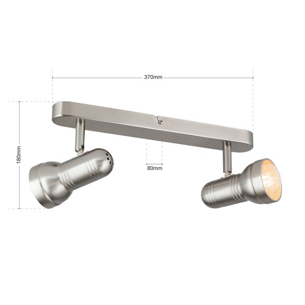 Strahler Retro Wilhelm 2-flammig E27 Satin – Retro Deckenstrahler für Innenräume