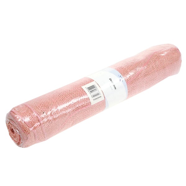Rolle aus Dekojute-Gewebe in Pastellrosa, 30 Zentimeter breit.