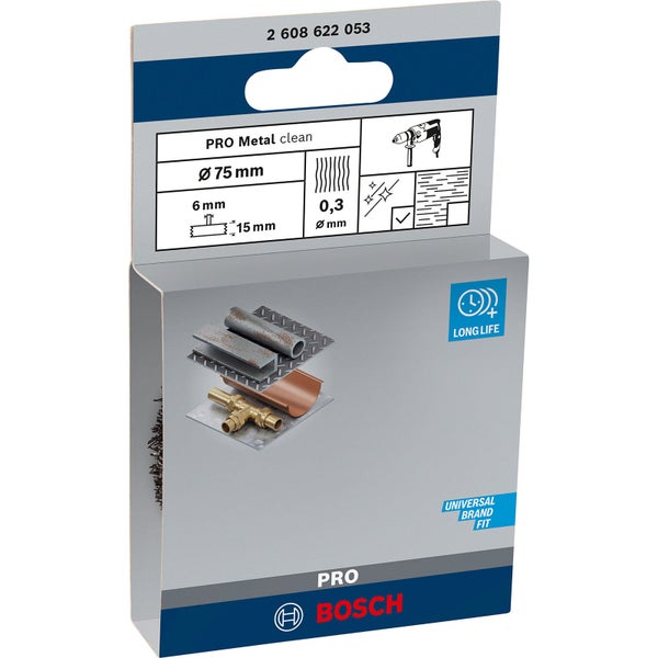Drahtbürstenaufsatz von Bosch, PRO Metal clean, Durchmesser 75 Millimeter