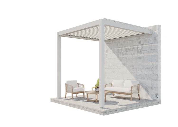 Huun Pergola Mezzo wandmontiert aus Metall in Weiß 3x3m