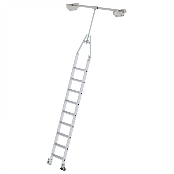 Schiebeleiter aus Aluminium mit Rollen